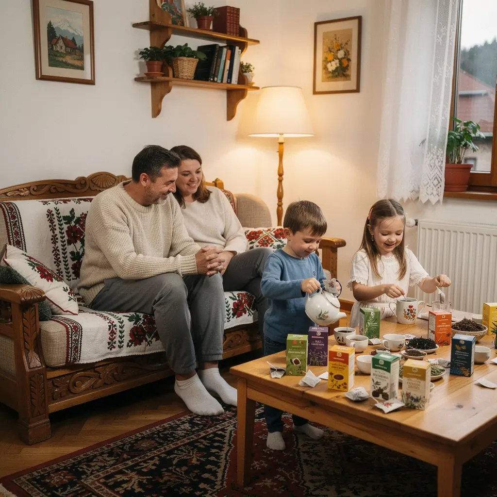 Kvetinová kompozícia a čajová kanvica na stole s príjemným osvetlením