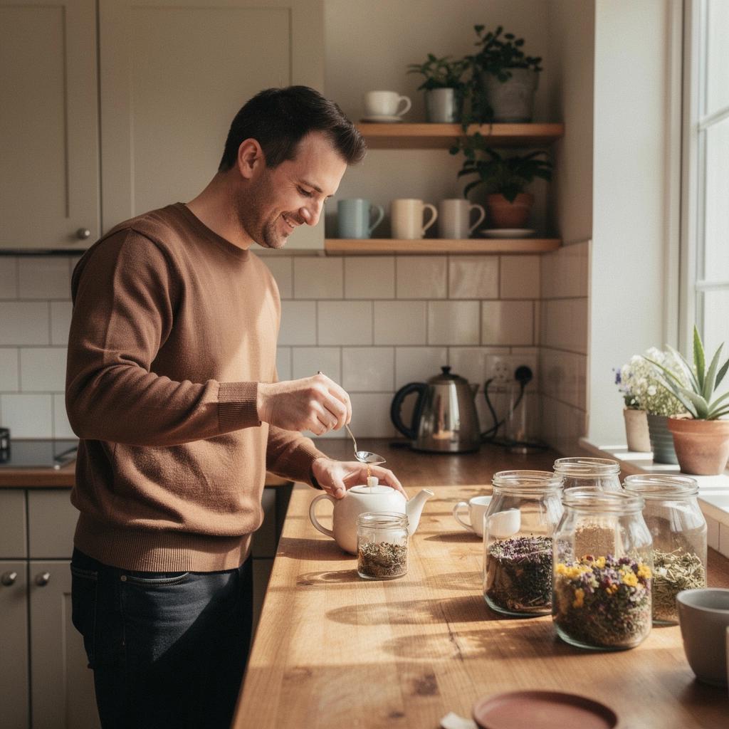 Ručne zbierané sušené kvety v sklenenej nádobke na prípravu čaju.